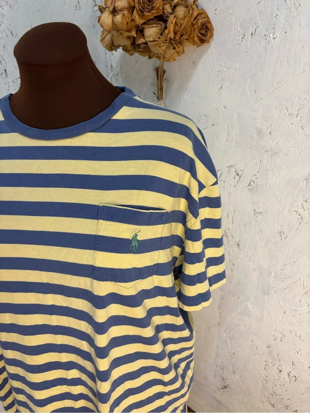 Polo Ralph Lauren Classic Fit Striped Jersey Tee Yellow Blue Stripes Mens XL